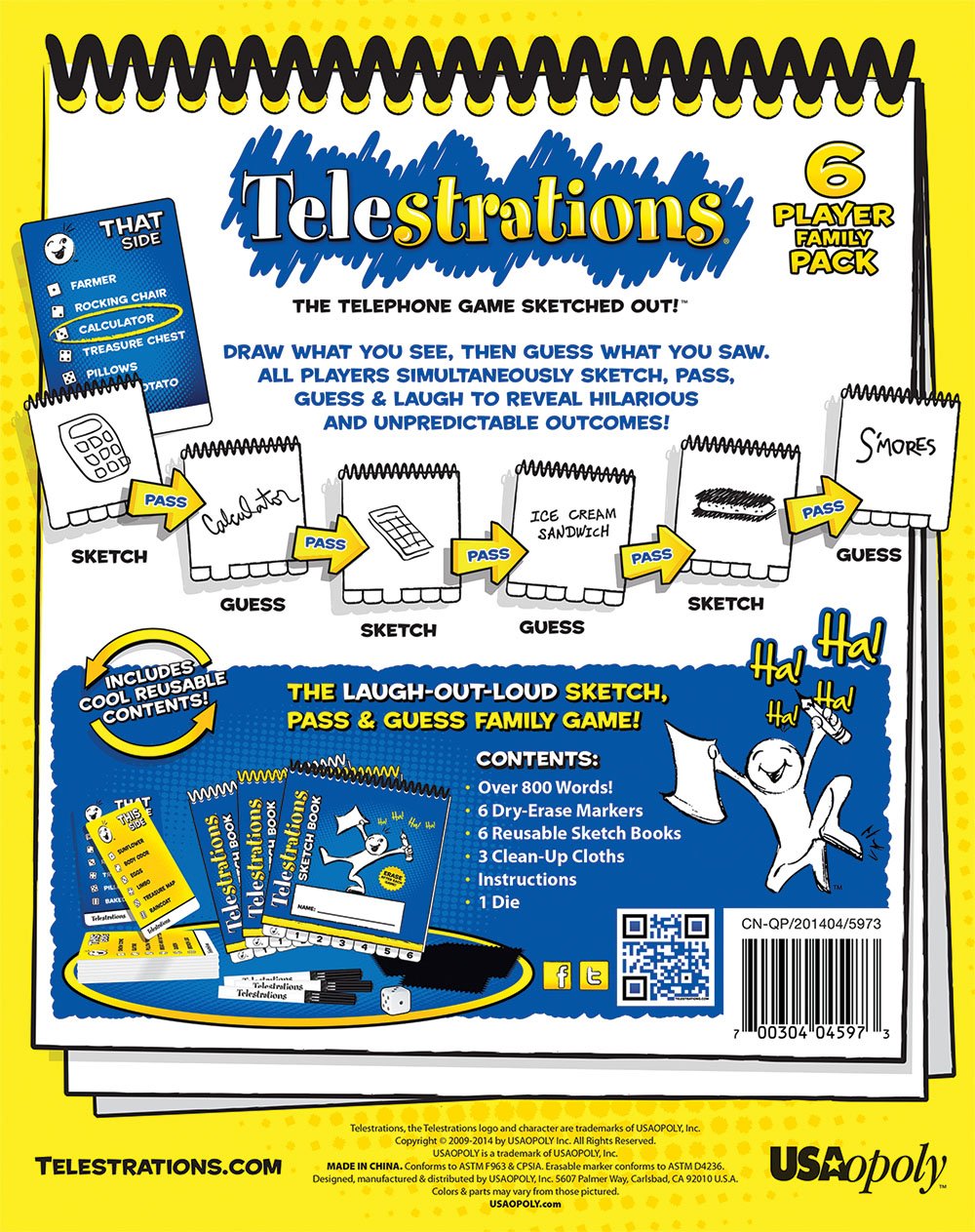 Usaopoly Telestrations Original 6 Player | Family Board Game | A Fun Family Game For Kids And Adults | Family Game Night Just Got Better | The Telephone Game Sketched Out