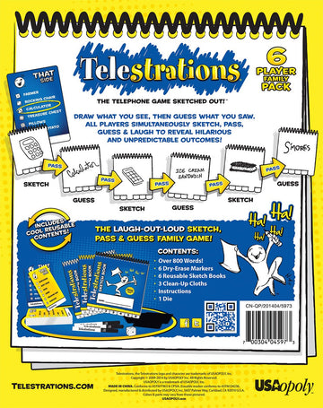 Usaopoly Telestrations Original 6 Player | Family Board Game | A Fun Family Game For Kids And Adults | Family Game Night Just Got Better | The Telephone Game Sketched Out