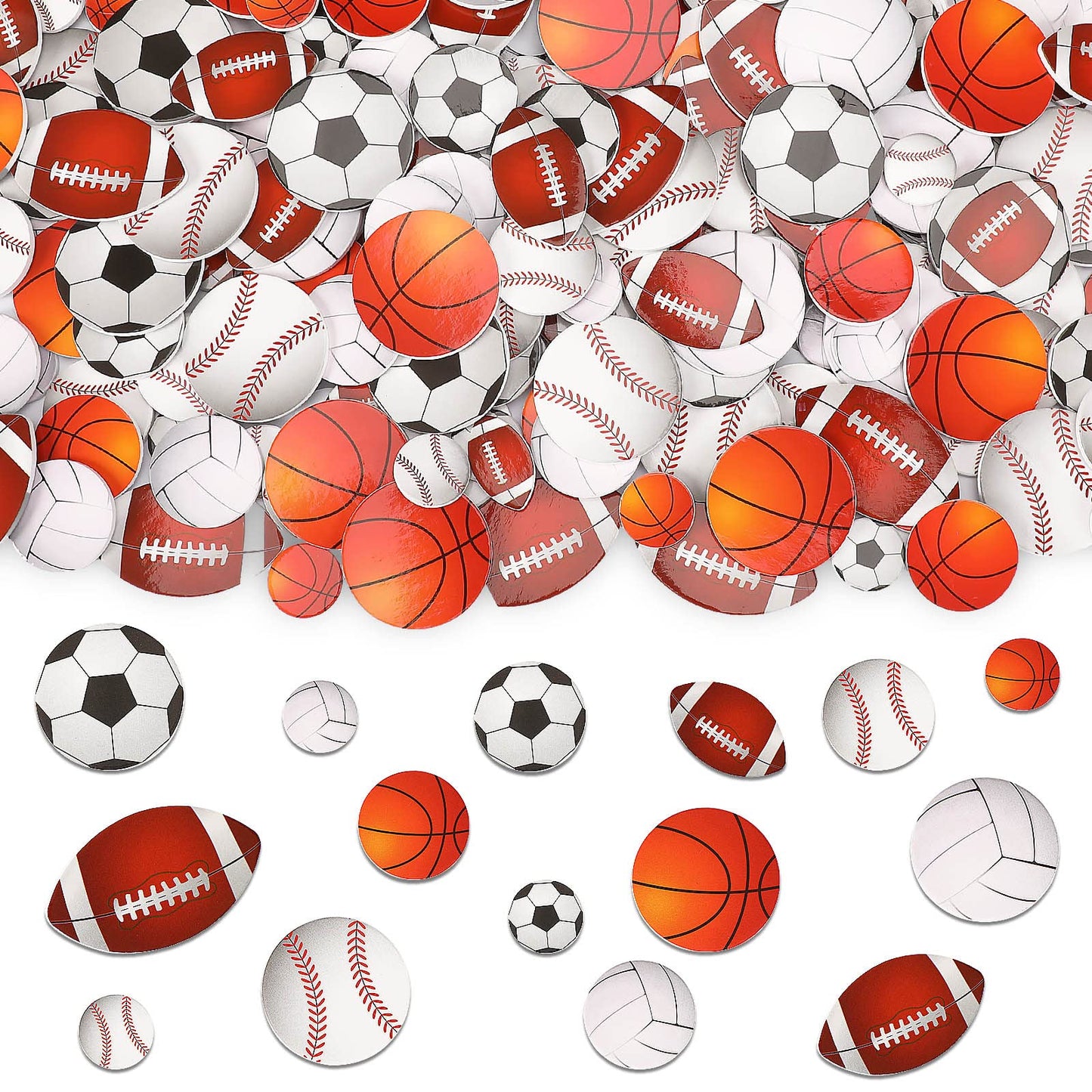 Julbear 300Pcs Foam Sports Stickers For Kids Self-Adhesive Stickers Including Basketball Football Soccer Volleyball Sports Party