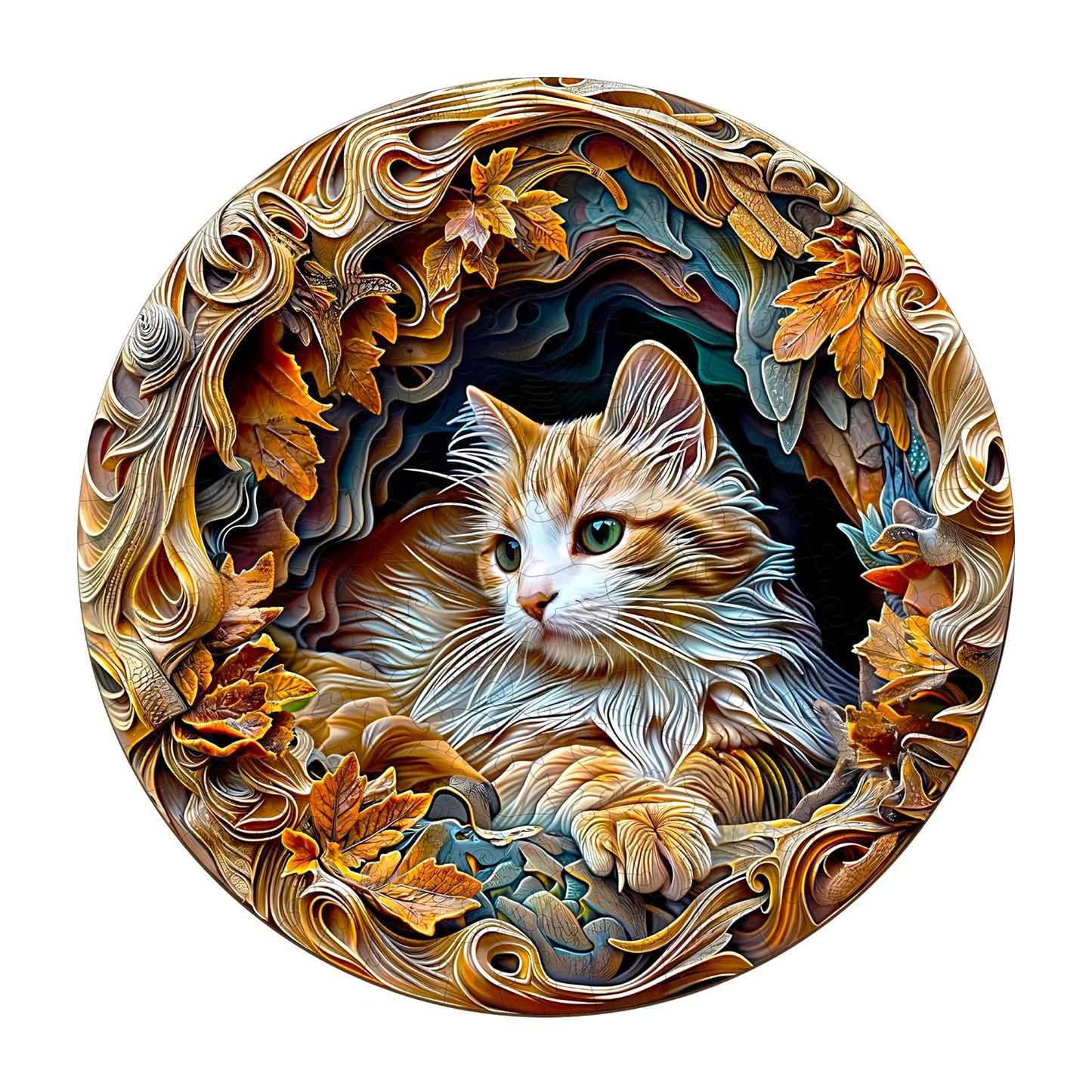 Wooden Puzzle For Adults-3D Vision Effect Cat Wooden Puzzle Unique Shape Advanced Wooden Jigsaw Puzzle For Adult, Wood Puzzles,C