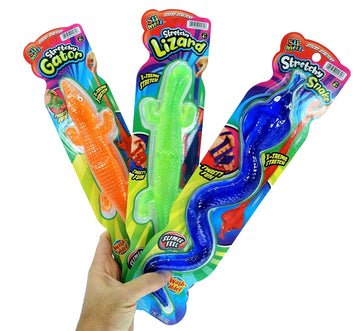 JA-RU Giant Sticky Lizards - Stretchy Reptile Toys, 6 Pack Assorted, Silicone, Fidget Toy, Party Favors for Kids