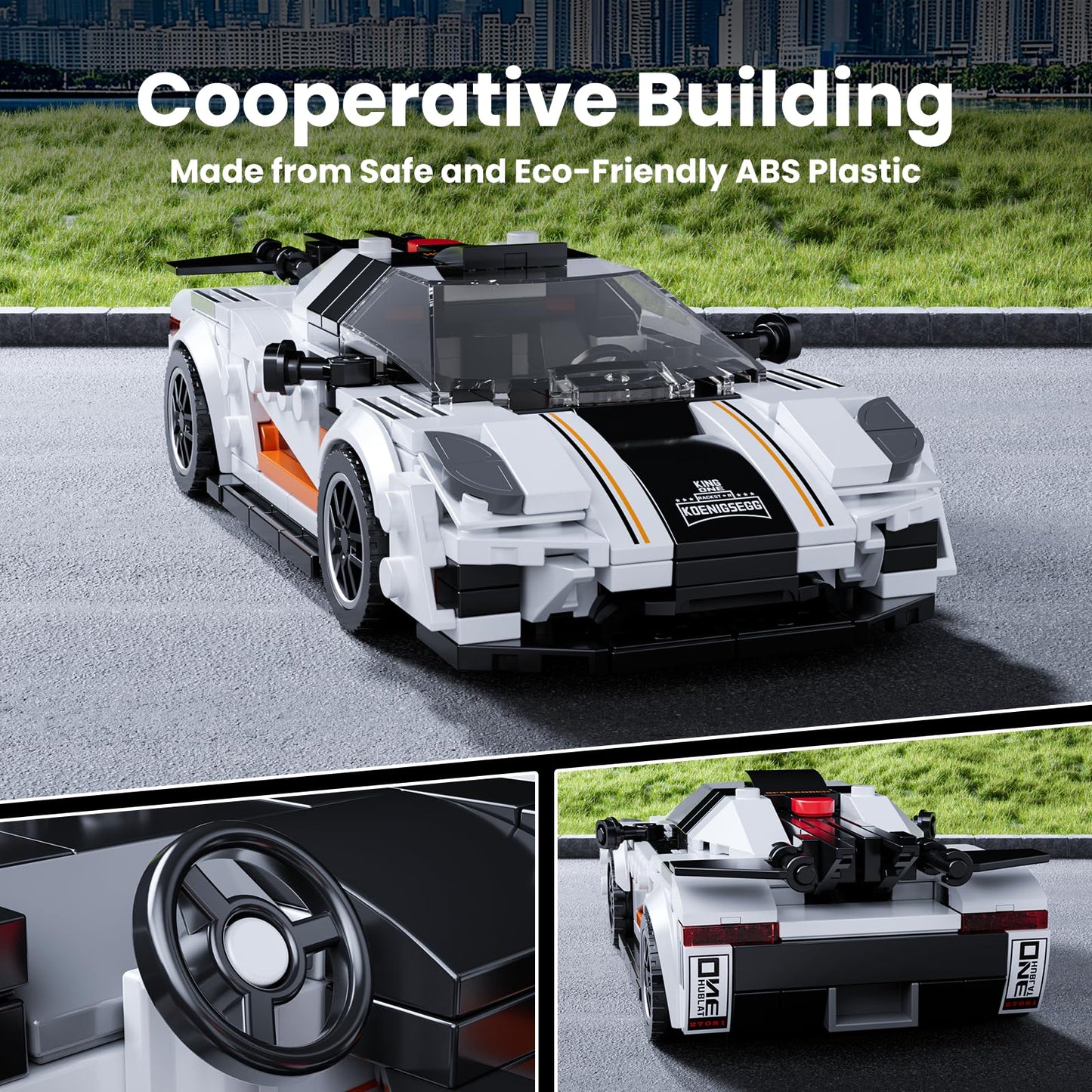 Mould King One : 1 Classic Sports Car Building Kits, Moc Racing Car Toys Model, Vehicle Blocks Set Suitable For Boys To Build, H