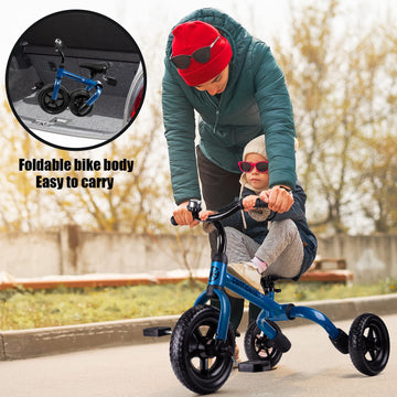 YGJT 3 in 1 Tricycle for Toddlers, Adjustable Seat, Removable Pedal, Large Blue, Model YG-024