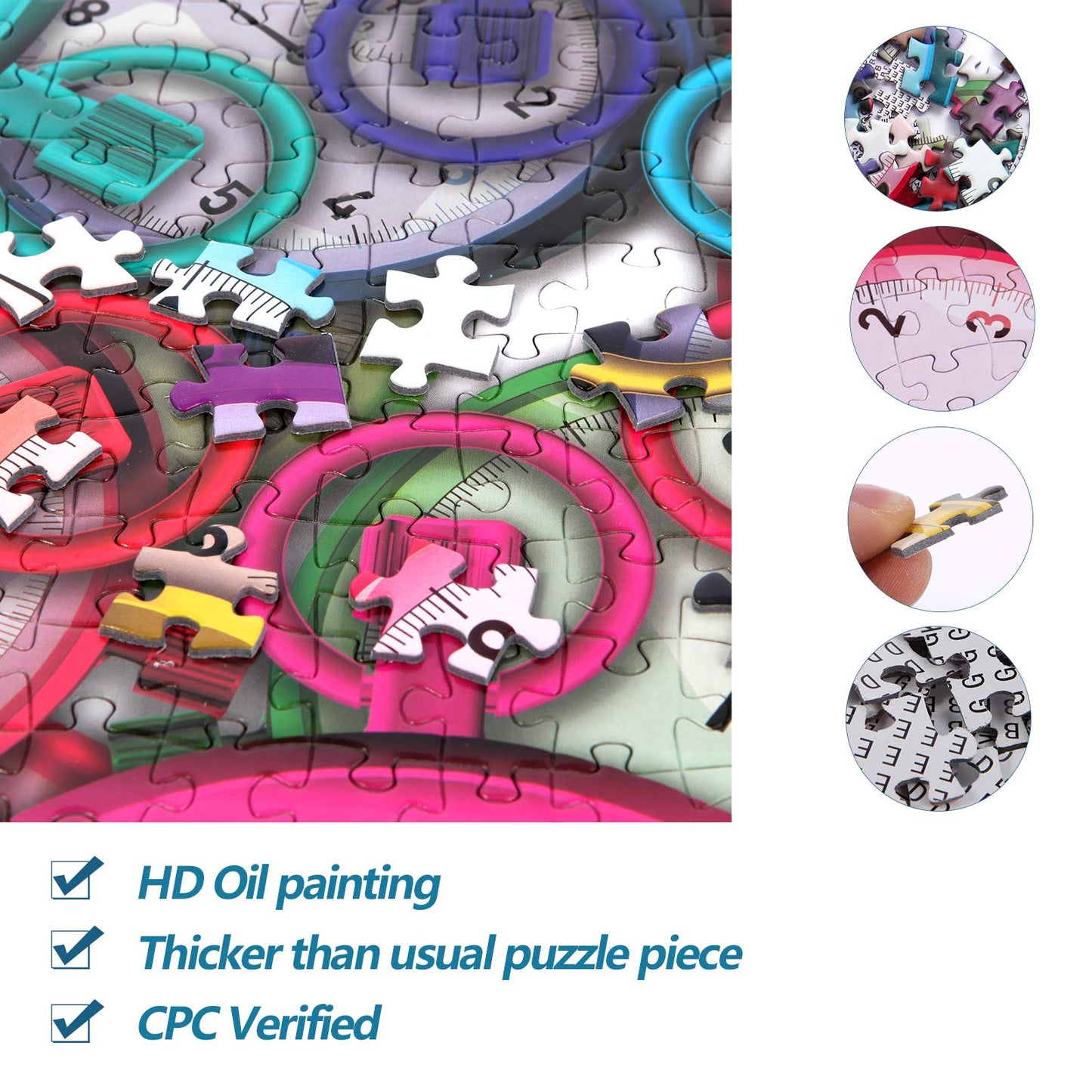 Bgraamiens Puzzle-Stopwatch-1000 Pieces Creative Colorful Stopwatches Color And Numbers Challenge Jigsaw Puzzle