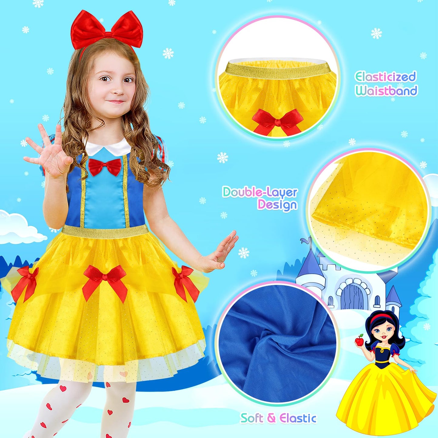 Eulrgaus Princess Dress Up, Girls Dress Up Clothes, Role Play Princess Costume Gift Set With Princess Dresses And Princess Toys,