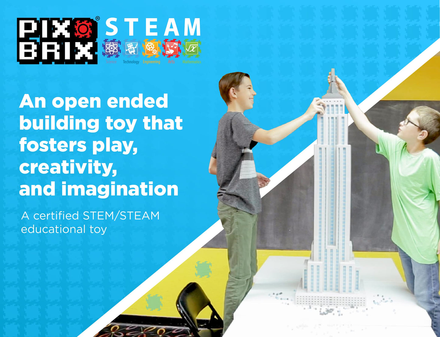Pix Brix Pixel Art Puzzle Bricks - 3 000 Piece Pixel Art Container 12 Color Dark Palette - Interlocking Building Bricks Create 2D and 3D Builds Without Water or Glue - Stem Toys Ages 6 Plus