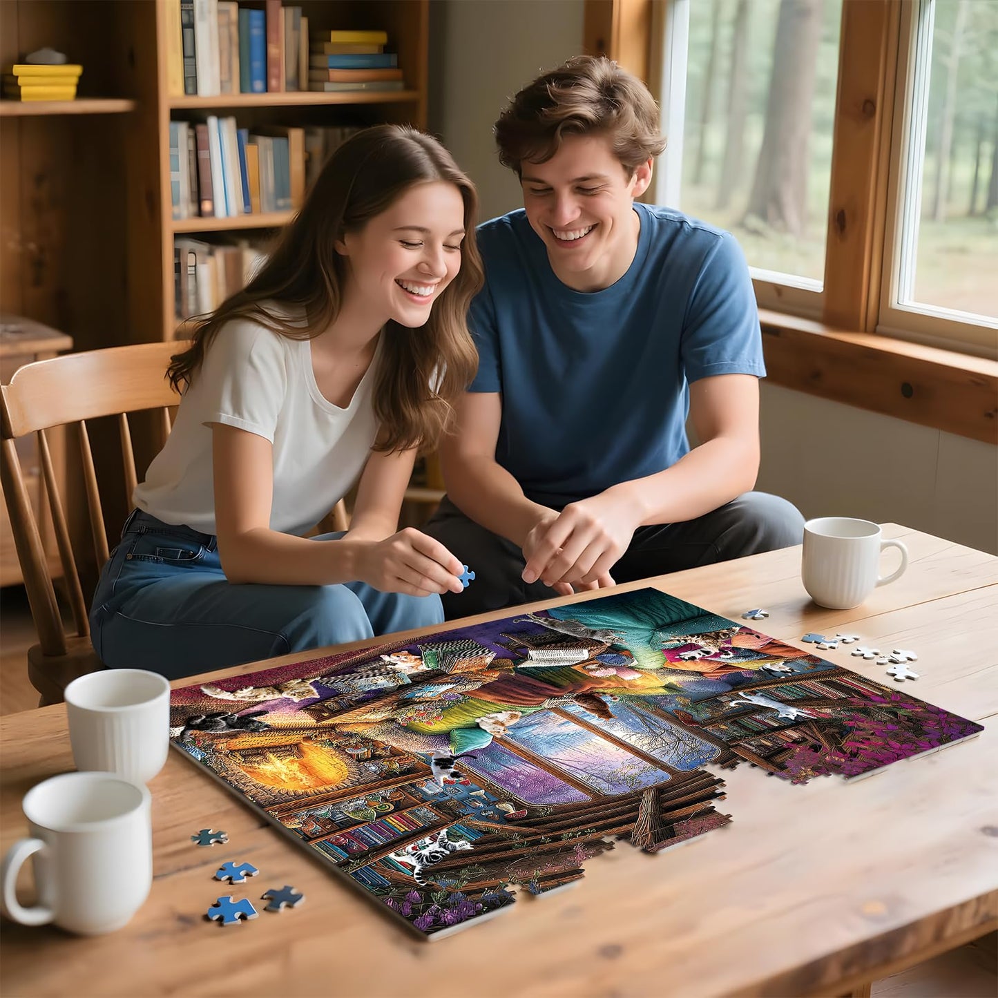 ZSYCZAO 300 Piece Puzzles for mature-themeds 300 Piece Puzzles for mature-themeds Large Piece Fantasy Cat Winter Jigsaw Puzzle Funny Gift for mature-themed Kids Senior Challenging Family Games Gift Toy 20.5 X 15 in