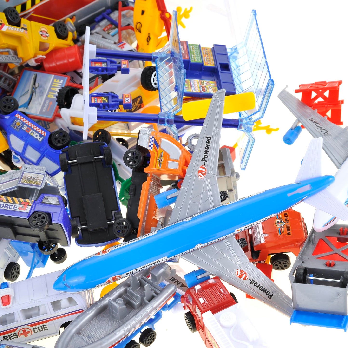 Powertrc Airport Play Set Airports Toy With Airplanes, Vehicles, Figures & Accessories, Play Mat Interactive Learning Toys For Toddlers