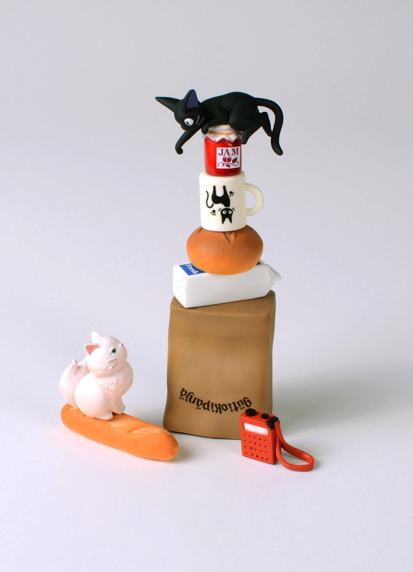 Ensky Kiki's Delivery Service Jiji Nosechara Stacking Figure, PVC, Model NOS-84, Studio Ghibli Official Merchandise