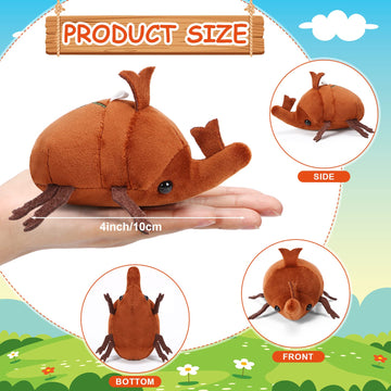Meooeck 6-Piece Plush Beetle Toy Set, 4-Inch Stuffed Insects, Soft PP Cotton for Kids, Ideal for Birthday Party, Animal Theme Decor