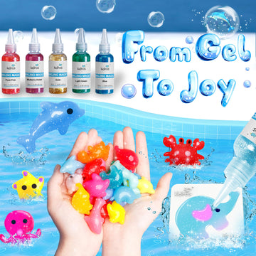 Kiditos Magic Water Elf Toy Kit, Aqua Fairy Water Gel Kit With 10 Magic Gels, 6 Sea Creature Molds. Christmas Gifts, Birthday Gifts, Party Favors, Arts & Crafts Diy Stem For Kids (10 Colors)