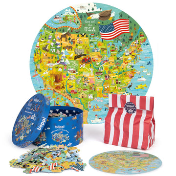 USA State Map Jigsaw Puzzle by boppi - 150 Pieces, Recycled Card, Educational Fun for Kids Ages 5+, Learning USA Geography
