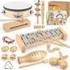 kaqinu Kids Musical Instruments Set - 23 Pcs Wooden Percussion Toys for Preschool Education, Ideal for Girls and Boys