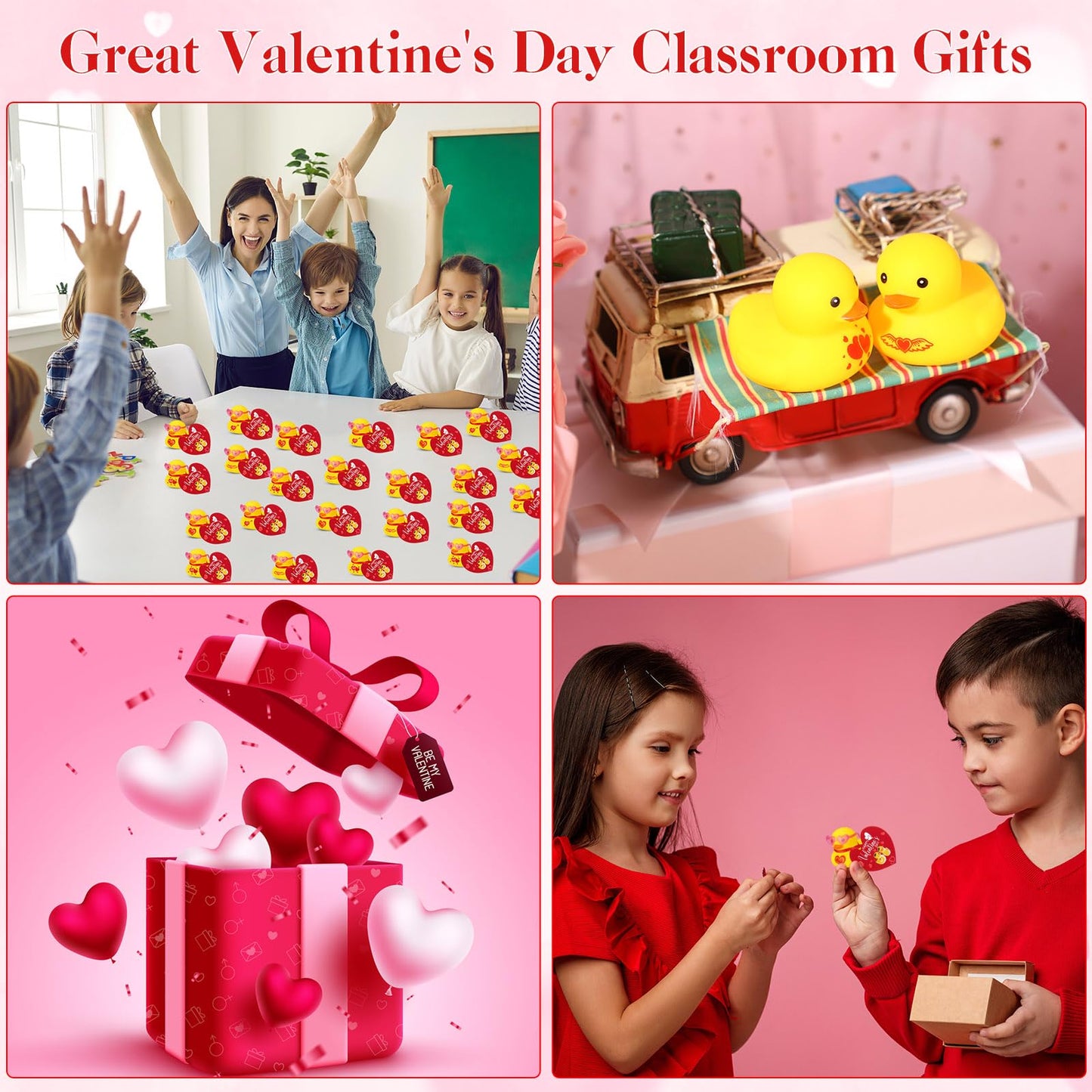 Chivao 60 Pcs Valentine'S Day Mini Rubber Ducks In Bulk With Heart Shaped Sunglasses And Valentine'S Day Cards, Valentines Day P