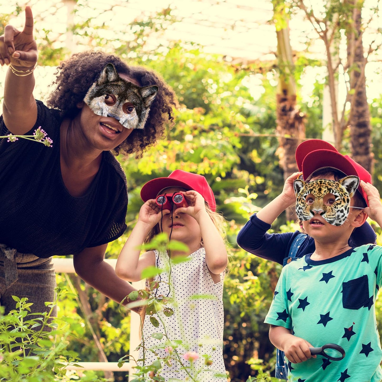 Blulu 16 Pieces Animal Face Masks Jungle Animal Paper Masks Forest Animals Cartoon Masks Zoo Animal Face Masks Woodland Party Fa