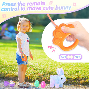 Catchcute Plush Bunny Easter Toys For Kids,Interactive Bunny With Sounds,Can Walk And Wag Tail With Remote Control Leash,Easter