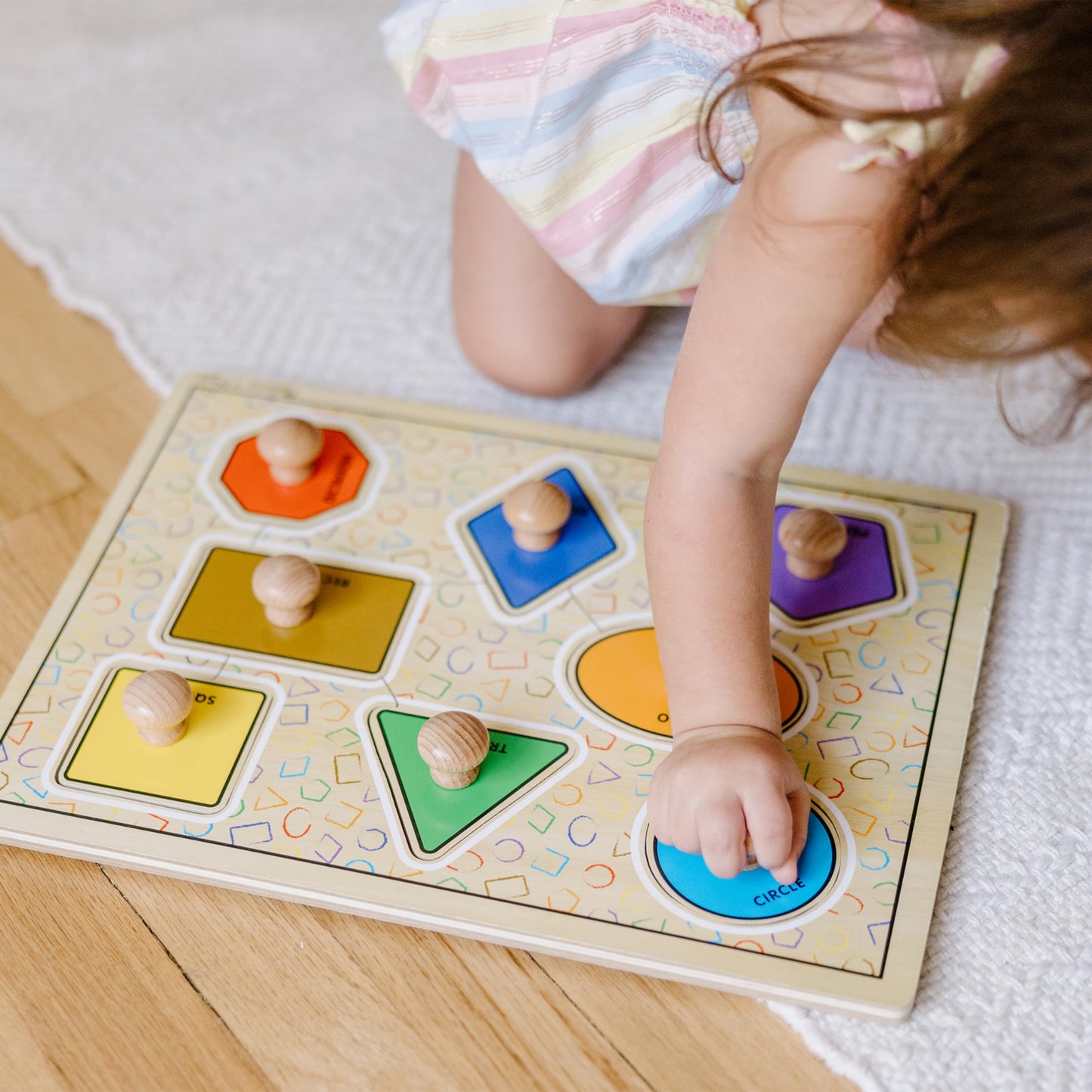 Melissa & Doug Geometric Shapes Lg Peg Puzzle Puzzles Wooden Toy 3+ Gift for Boy or Girl