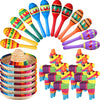 Hungdao 24 Pcs Mexican Fiesta Decorations Includes Mini Donkey Pinata Wooden Fiesta Maracas for Kids Mini Sombrero Hats Cinco De