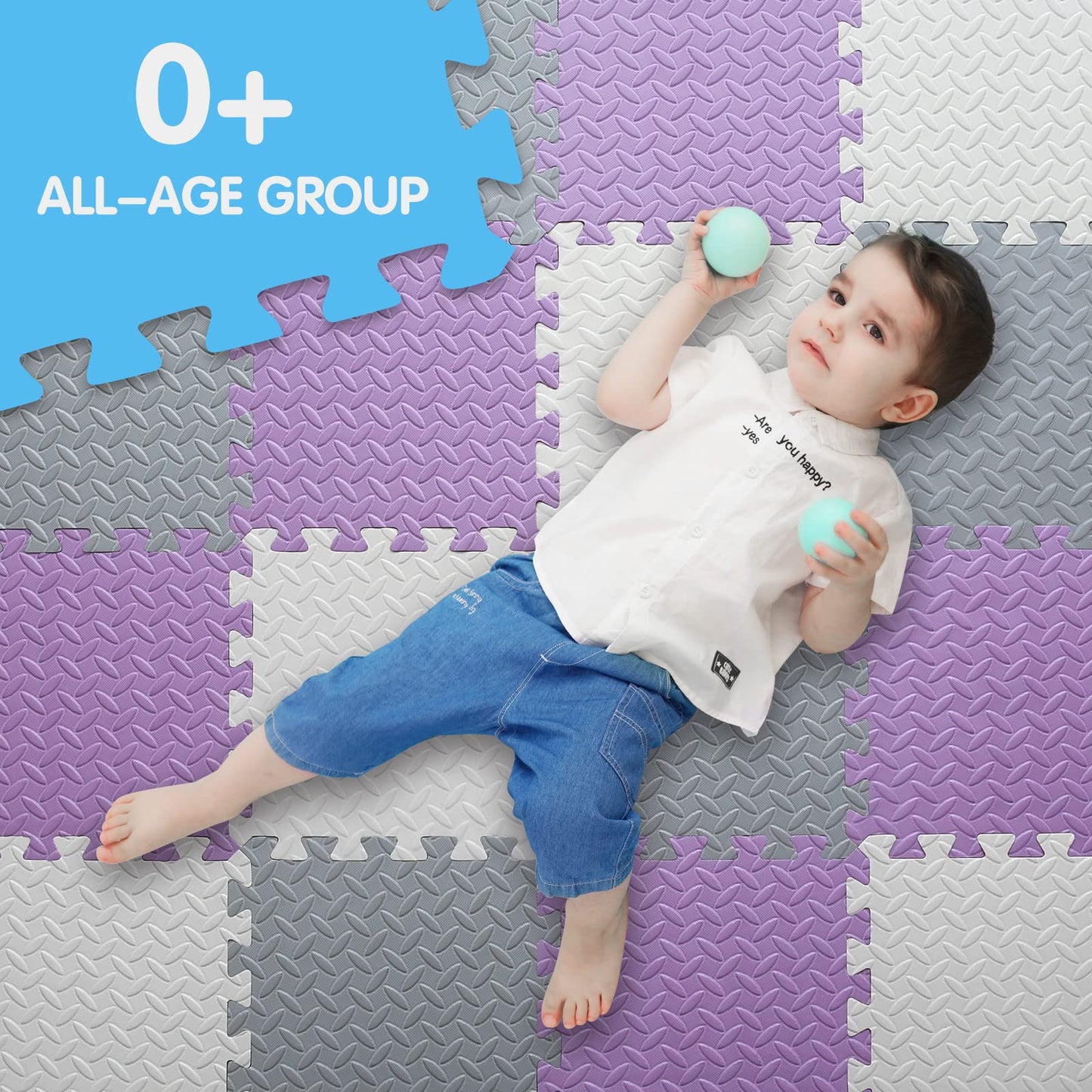 Tamiplay 16 Tiles Foam Play Mat For Baby, Soft & Safe Eva Foam Mats For Floor, Square Baby Play Mat, Solid Colored Kids Foam Puz