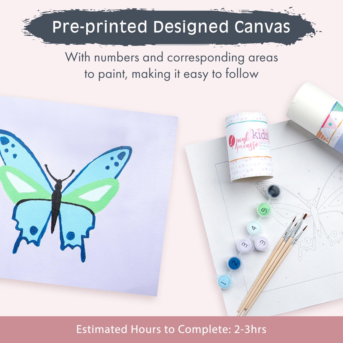 Pink Picasso Kits Paint By Number For Kids Ages 8-12 | Diy Beginner Kids Craft Kit Acrylic Paint Canvas Painting Art Kits & Wall