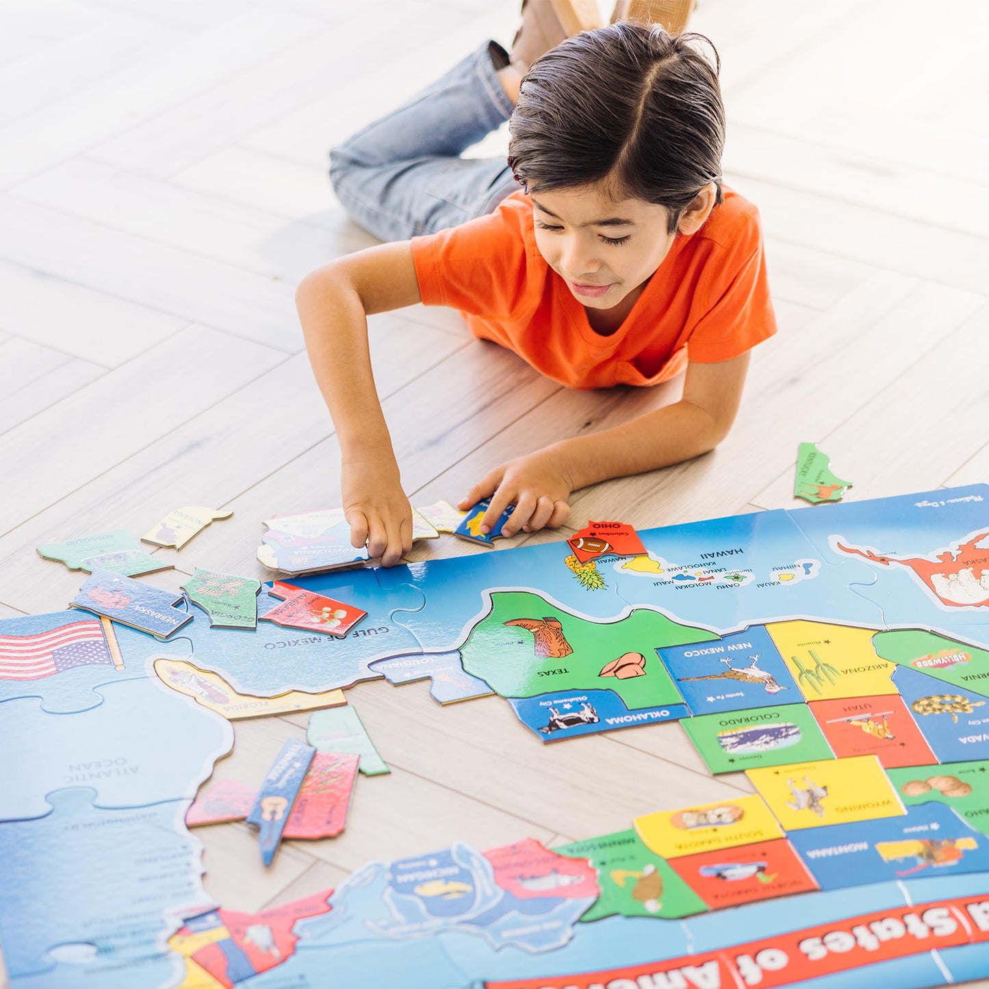 Melissa & Doug USA Map Floor Puzzle - 51 Pieces (2 x 3 feet) - FSC Certified