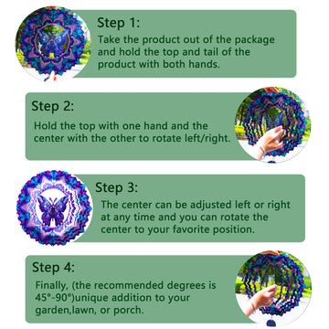 Butterfly Wind Spinner,Hanging Wind Spinners Outdoor for Garden Decoration,12 inch 3D Stainless Steel Wind Sculpture for Indoor/