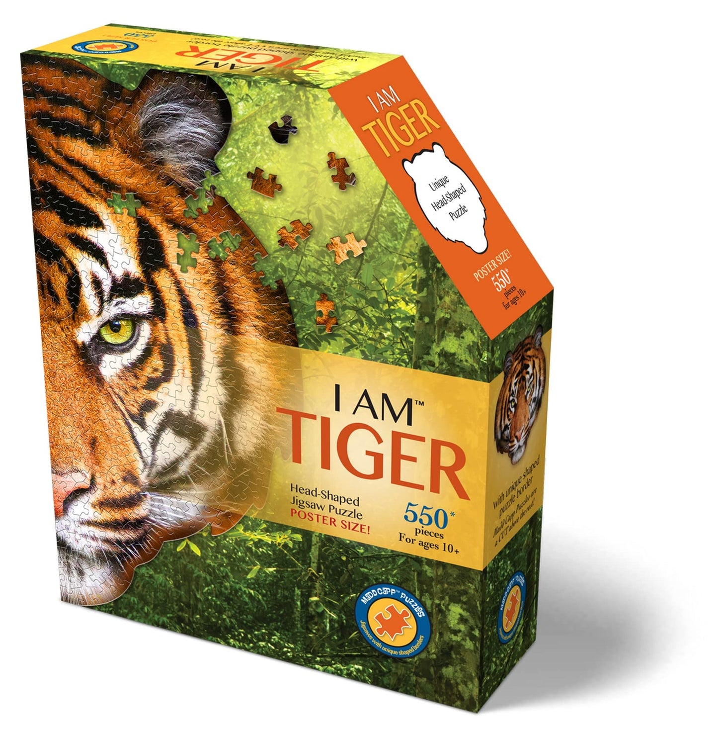 Madd Capp Puzzles - I Am Tiger - 550 Pieces - Animal Shapes Jigsaw Puzzle