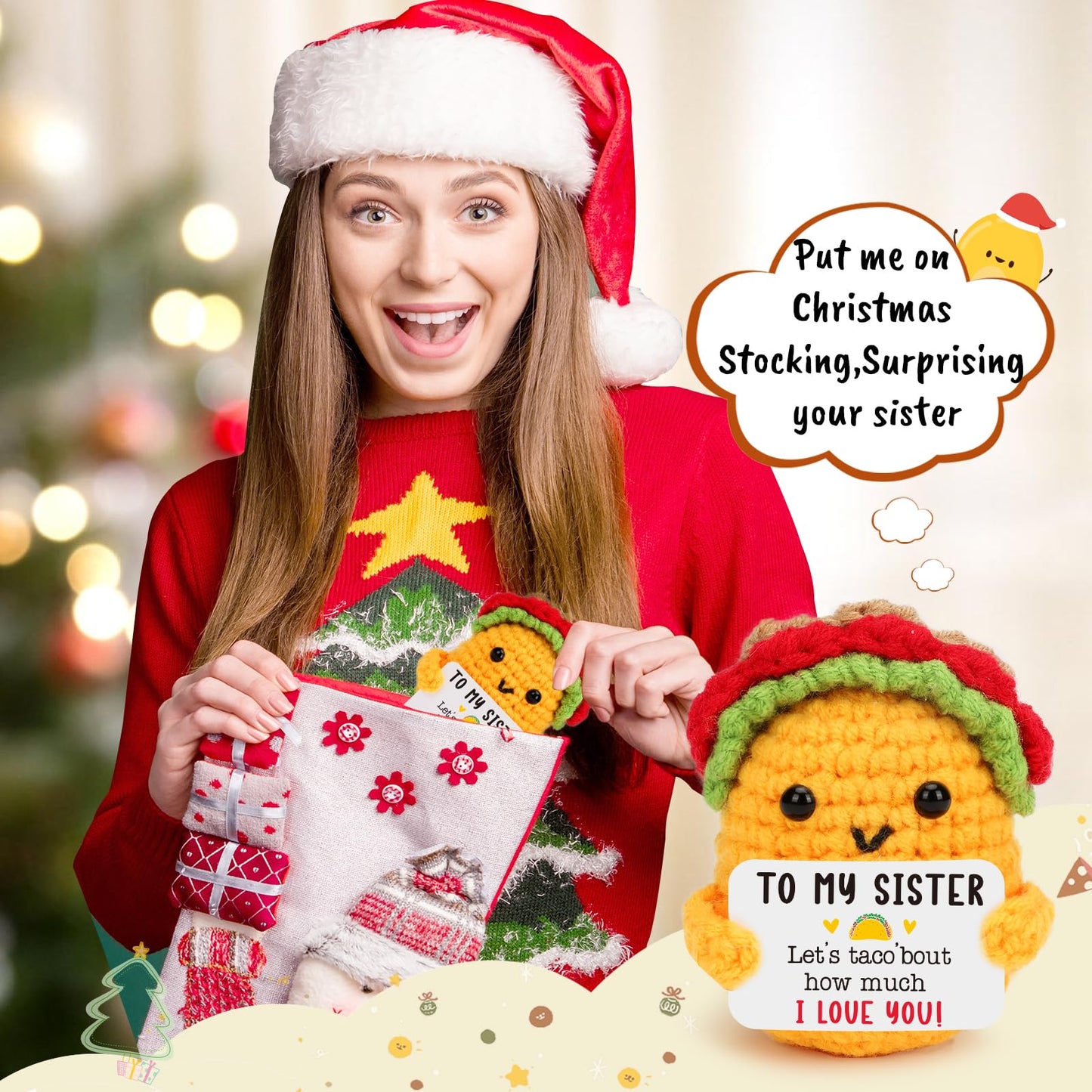 Sister Birthday Gifts from Sisters Christmas Big Sister Gifts for Girls mature-themed Little Best Sister in Law Work Bestie Friend Thinking of You Thanksgiving Christmas Wedding Mothers Day Present Cute Taco