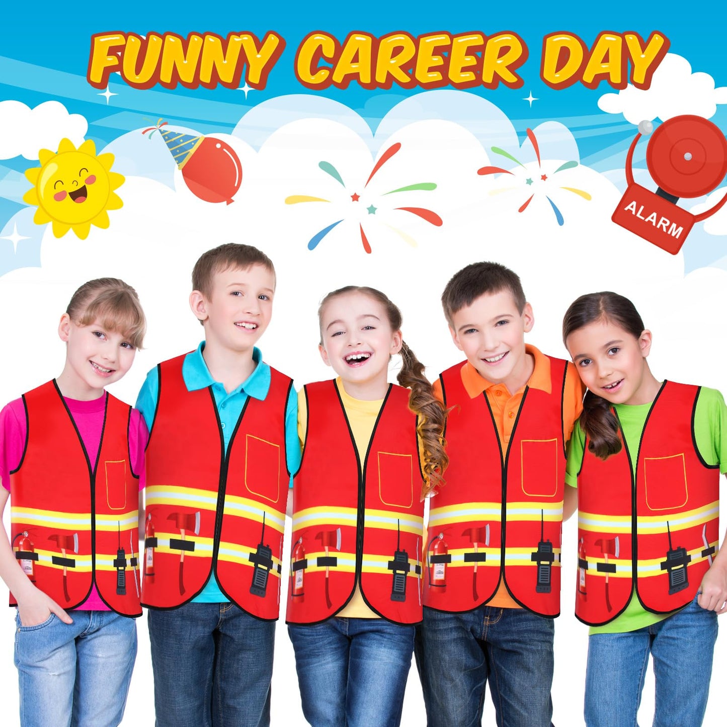 Panitay 12 Pcs Kids Community Helper Dress Up Vest, Boy & Girl Career Cosplay Party Costume For Toddlers Occupation Role Play(Fi