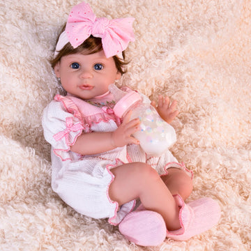 Aori Reborn Baby Dolls Lifelike - 22 Inch Realistic Reborn Baby Girl with Handmade Details | Includes Pink Outfit Pacifier & Certificate | enhanced Soft Vinyl Doll Gift for Collectors Kids 3+