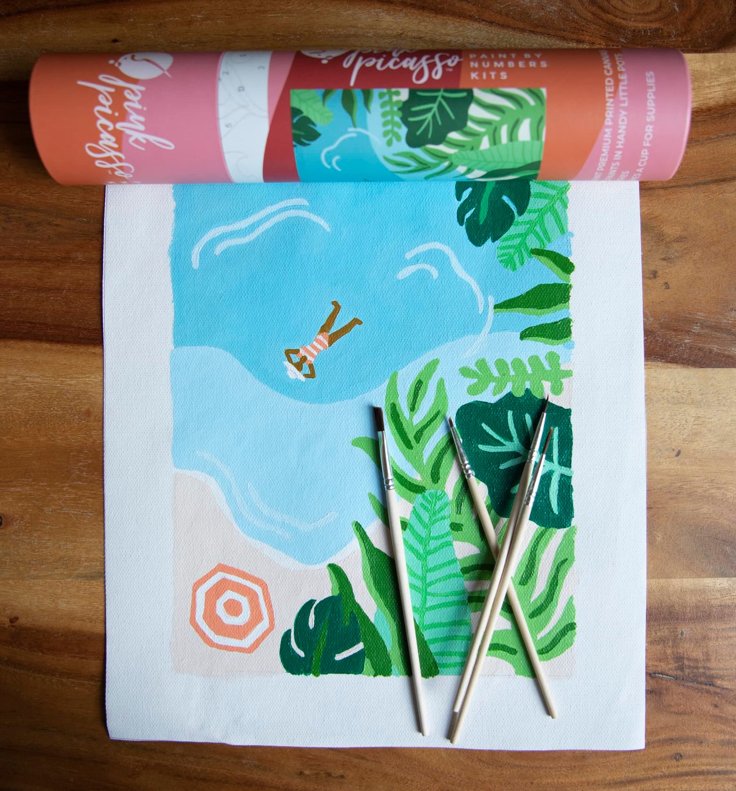 Pink Picasso Kits Mid Century Modern Paint By Number For Kids Ages 8-12 | Diy Beginners Kids Craft Kit Acrylic Paint Canvas Pain