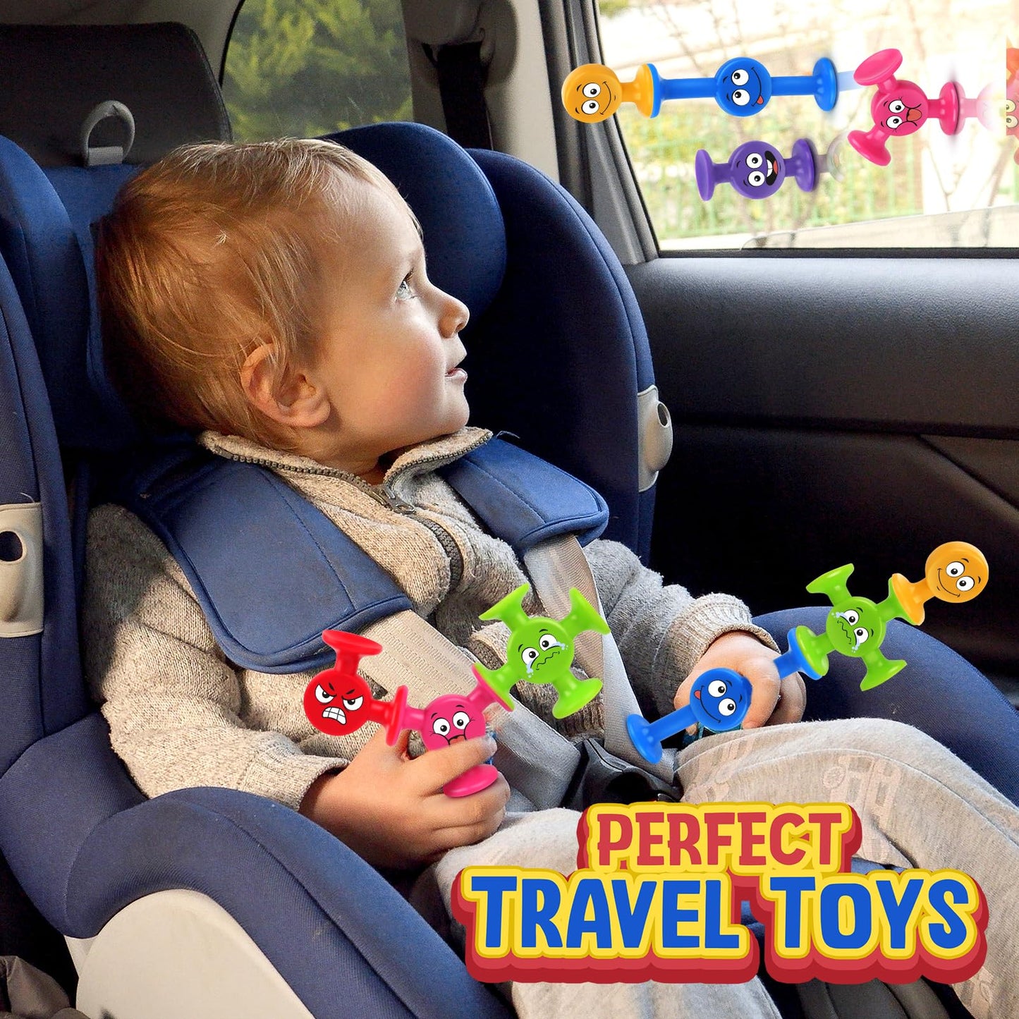 Suction Toys Toddlers Bath Toys: 24 Pcs Emotion Sensory Suction Toys For Toddler, Kids Social Emotional Suction Sensory Travel Toys Suction Cup Toys For Autistic Children Special Needs