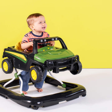 Bright Starts John Deere 4-in-1 Gator Green Baby Activity Center & Push Walker with Steering Wheel Toy, for 6 Months & Up