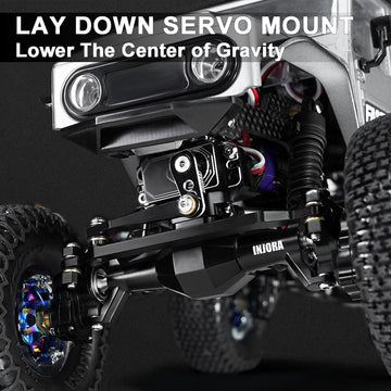 INJORA +5mm Diamond Portal Axles with Lay Down Servo Mount & Links for 1/18 RC Crawler TRX4M Upgrade(Black)