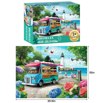 300 Piece Puzzles for mature-themeds Beach Puzzle Jigsaw Puzzles for Kids Ages 8-10 10-12 Puzzle 300 Pieces mature-themed Puzzle Pieces Family Challenging Puzzle Game Home Decor Gift Toy 20.5x15IN