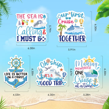 Dazoratix Cruise Door Decor Magnetic - 6 Pcs Cute Nautical Large Cruise Ship Door Magnetic Decor Stickers My First Trip Cruise S