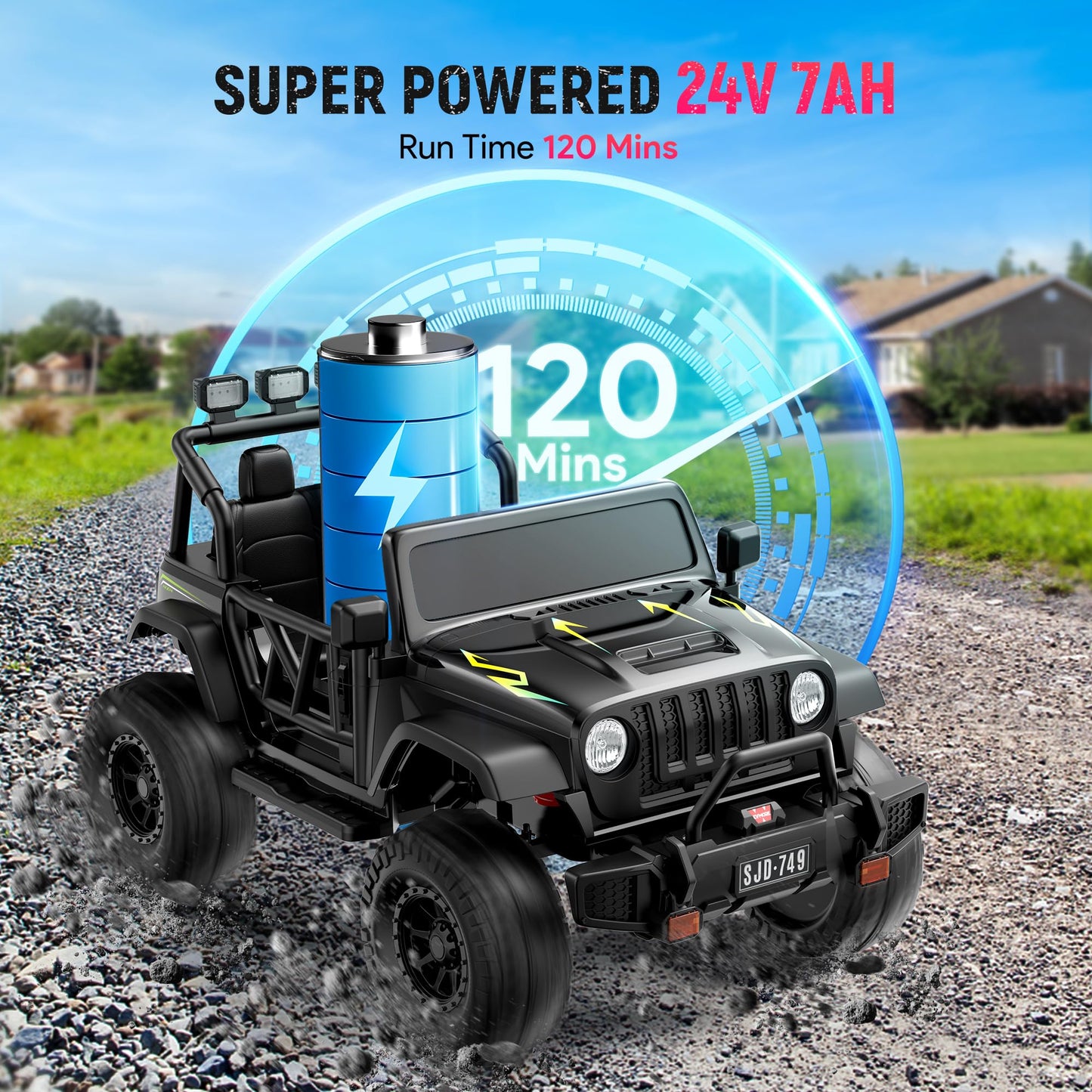 24V Ride on Truck Car 2 Seater Ride Kids Electric Car - 7Ah Large Battery Kids Electric Vehicles with Remote Control, 4WD 3 Spee
