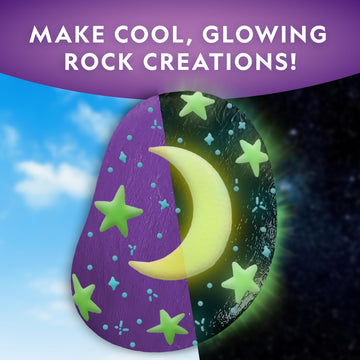 Blue Marble NATIONAL GEOGRAPHIC Glow in the Dark Rock Painting Kit - Arts & Crafts for Kids, Decorate 15 Rocks, Multicolor, NGGIDROCKART