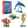 Smartstoy DIY 3D Wooden Puzzle Bundle - Colorful Sea Animals - STEM Building Kits for Ages 8-12 - Engaging Wood Crafts for Kids & Adults