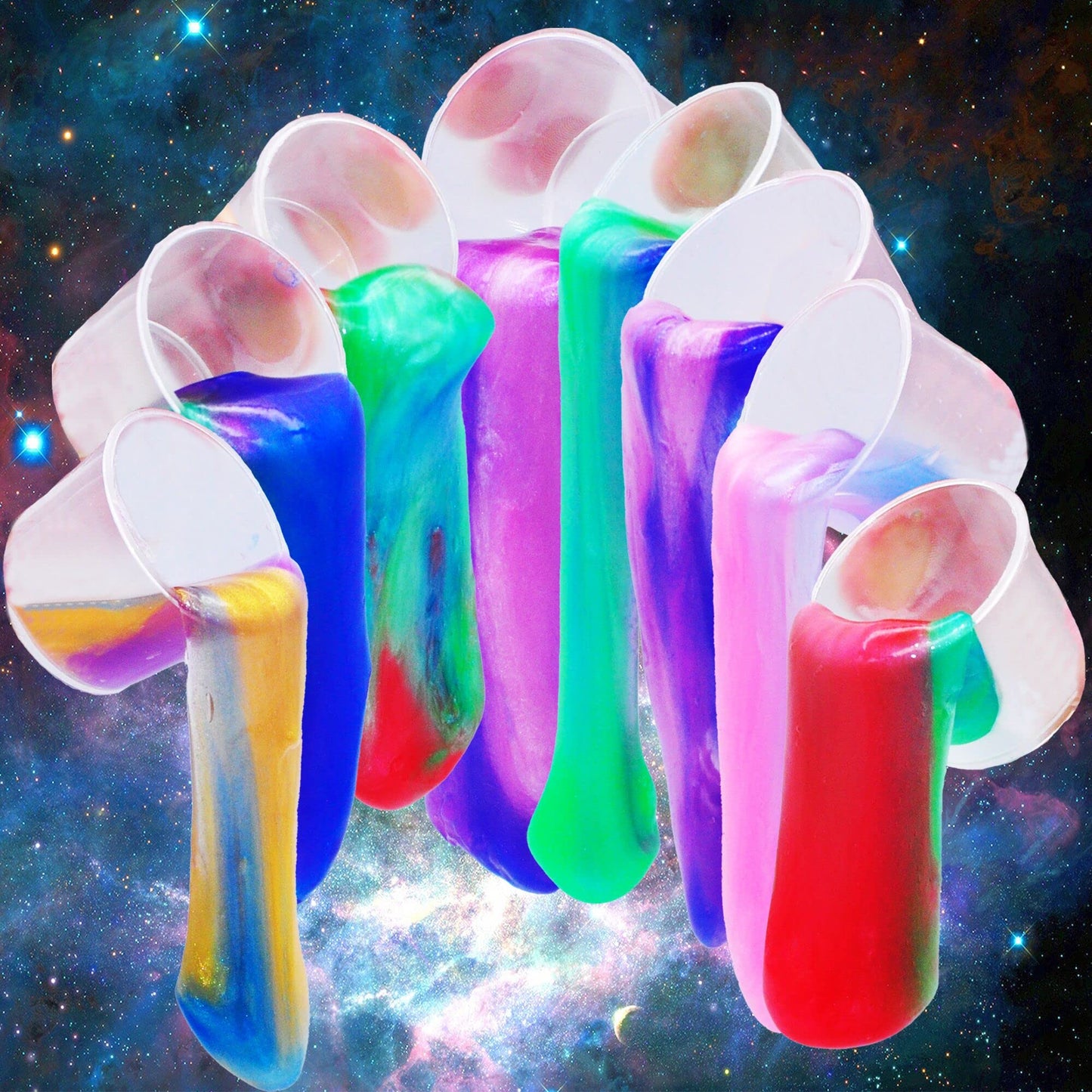 Zonfrto 64 Packs Galaxy Putty Slime, Party Favor For Kids Girls & Boys, Adults, Non Sticky, Unscented,Stress & Anxiety Relief, W