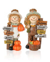 Gognome 2-Pack Thanksgiving Scarecrow Figurines With Inspirational Autumn Plaques - Durable Resin 5.5'' Thanksgiving Table Decor
