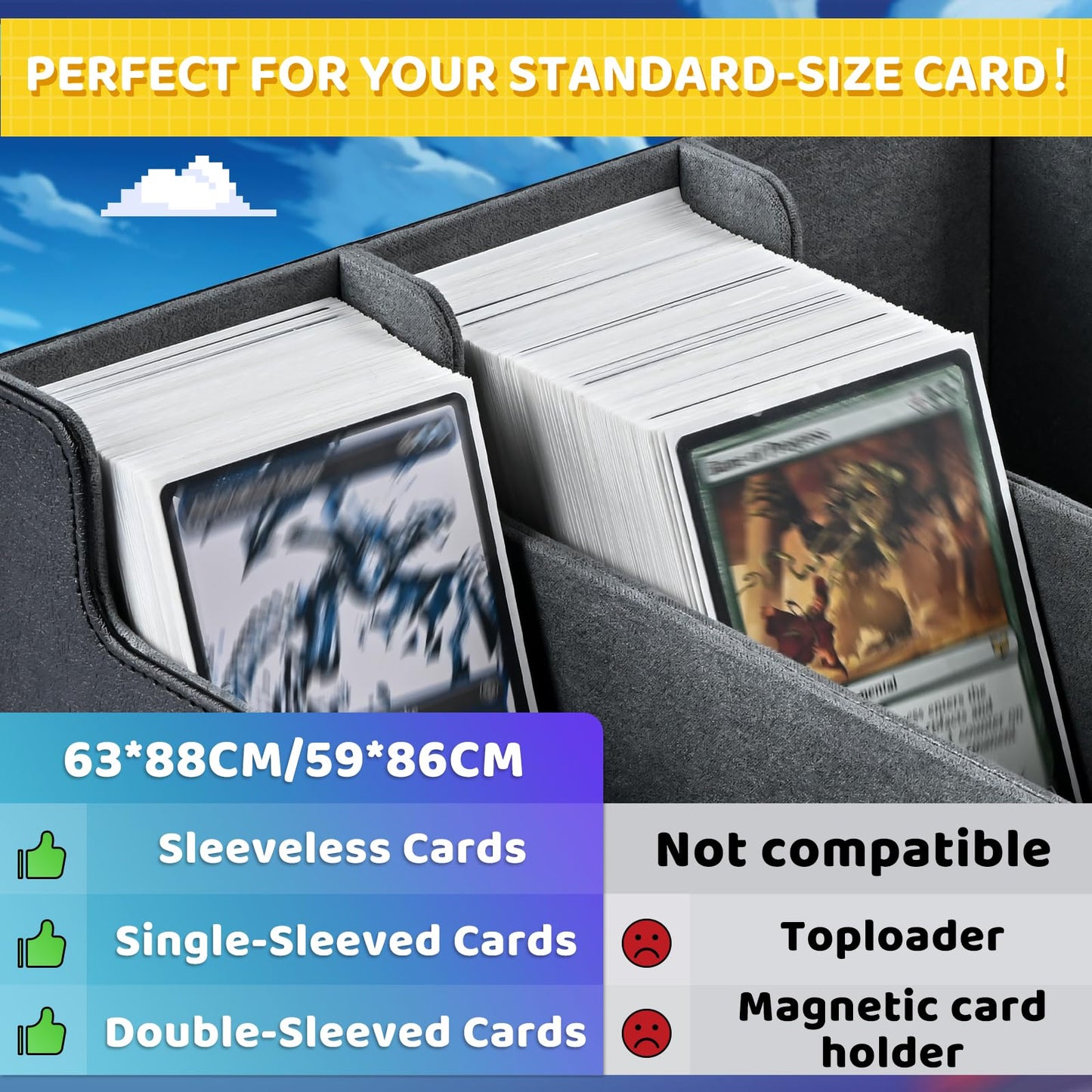 Uaono Card Storage Box For Trading Cards, 1800+ Pu Leather Commander Card Deck Case, Magnetic Closure Card Holder Fits For Magic Game Cards (Red&White)