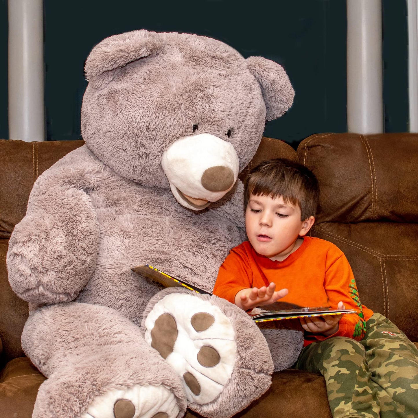 Hollyhome 5Ft Giant Teddy Bear Stuffed Animal Huge Teddy Bear Plush With Big Footprints Valentines Gift 5 Feet 5 Feet Grey