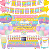 Kakan 124Pcs Pop Birthday Decorations For Girl,Pop Birthday Party Supplies,Includes Banner,Backdrop,Cake Toppers,Tablecloth,Napk