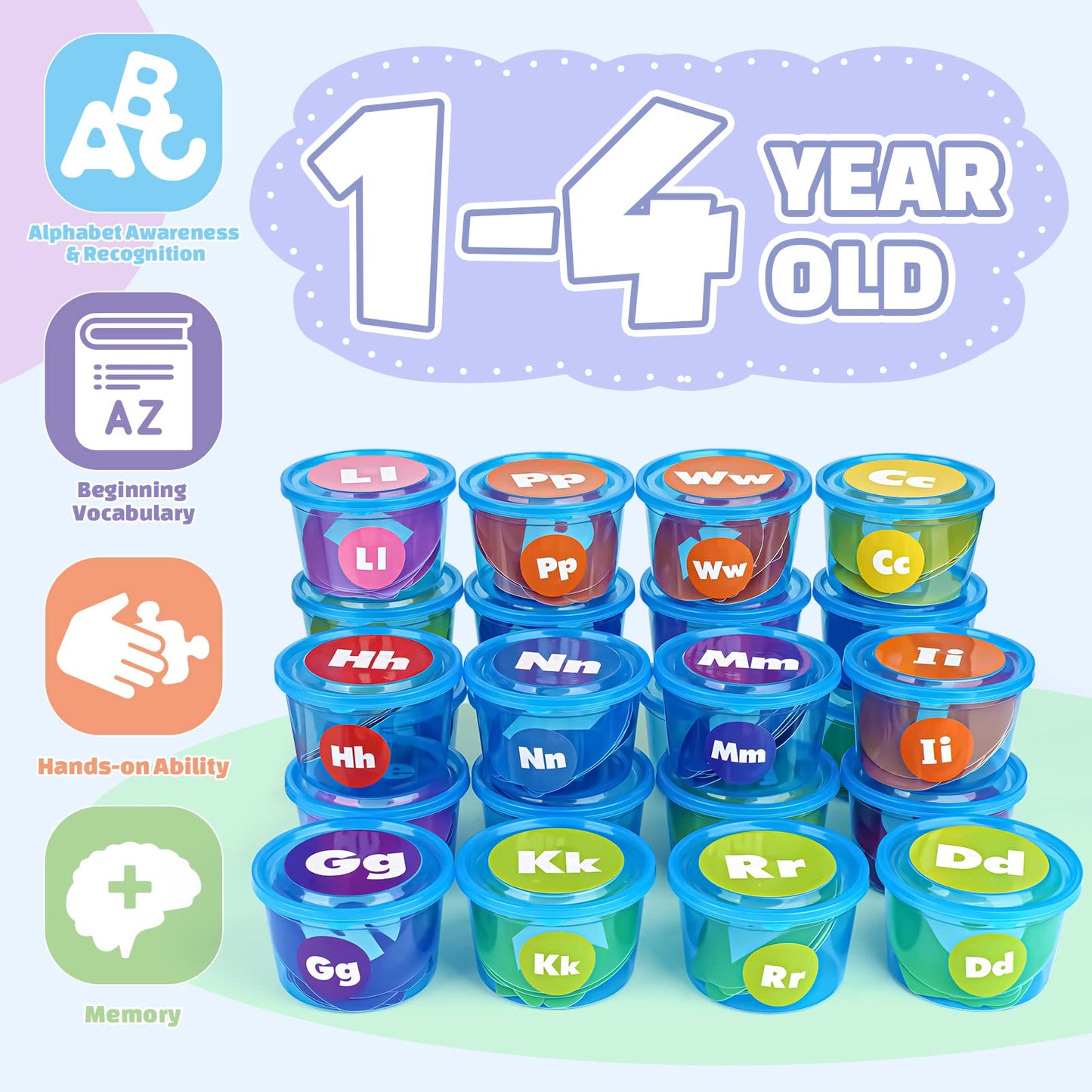 Joyreal Alphabet Learning Toys For Toddlers - 26 Alphabet Soup Sorters With 245 Flash Cards For Early Letter Awareness & Recognition - Fun Education Classroom Supplies Alphabet Sounds Teaching Games