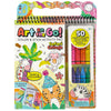 Bright Stripes Travel Coloring Kit for Kids: Art On the Go Coloring Books and Crayons, Sticker Activity Book - Mess-Free Collage