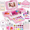 Kids Makeup Kit for Girl with 3-Color LED Lighted Makeup Mirror, DAUXONE 60 Pcs Makeup Set for Girls,Real & Washable Kids Makeu