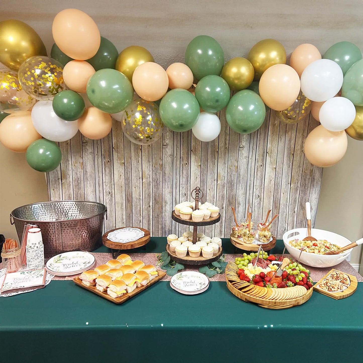Sage Green And Gold Balloons, 12 Inch 60 Pcs Metallic Olive Green White Gold Party Balloons Metallic Green And Gold Confetti Bal