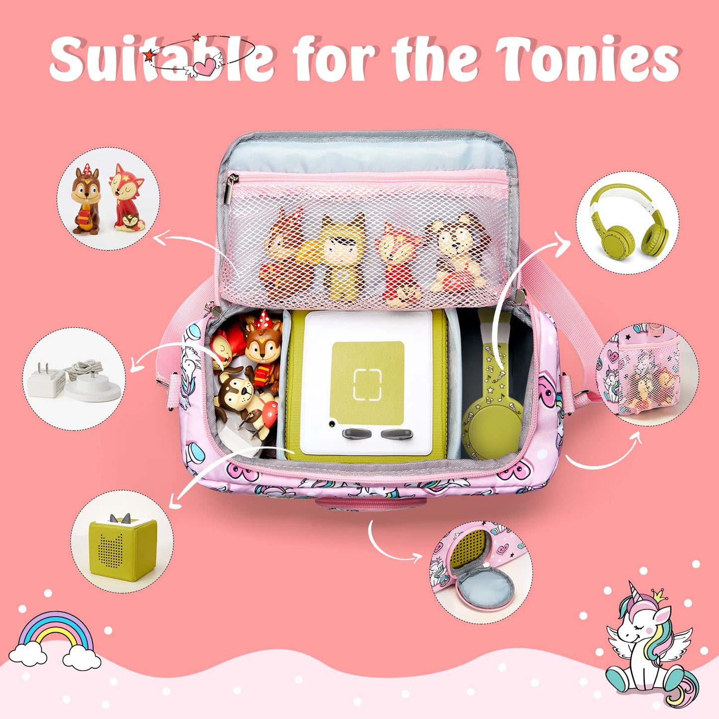 Maidmax Carrying Case For Toniebox, Portable Storage Bag Compatible With Tonies Audio Player Starter Set And Tonies Figures Char