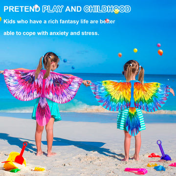 Irolewin Bird-Wings-Costume For Kids And Headband, Eagle-Parrot Dress-Up-Wings For Girls Boys Halloween-Party Favors (Purple)
